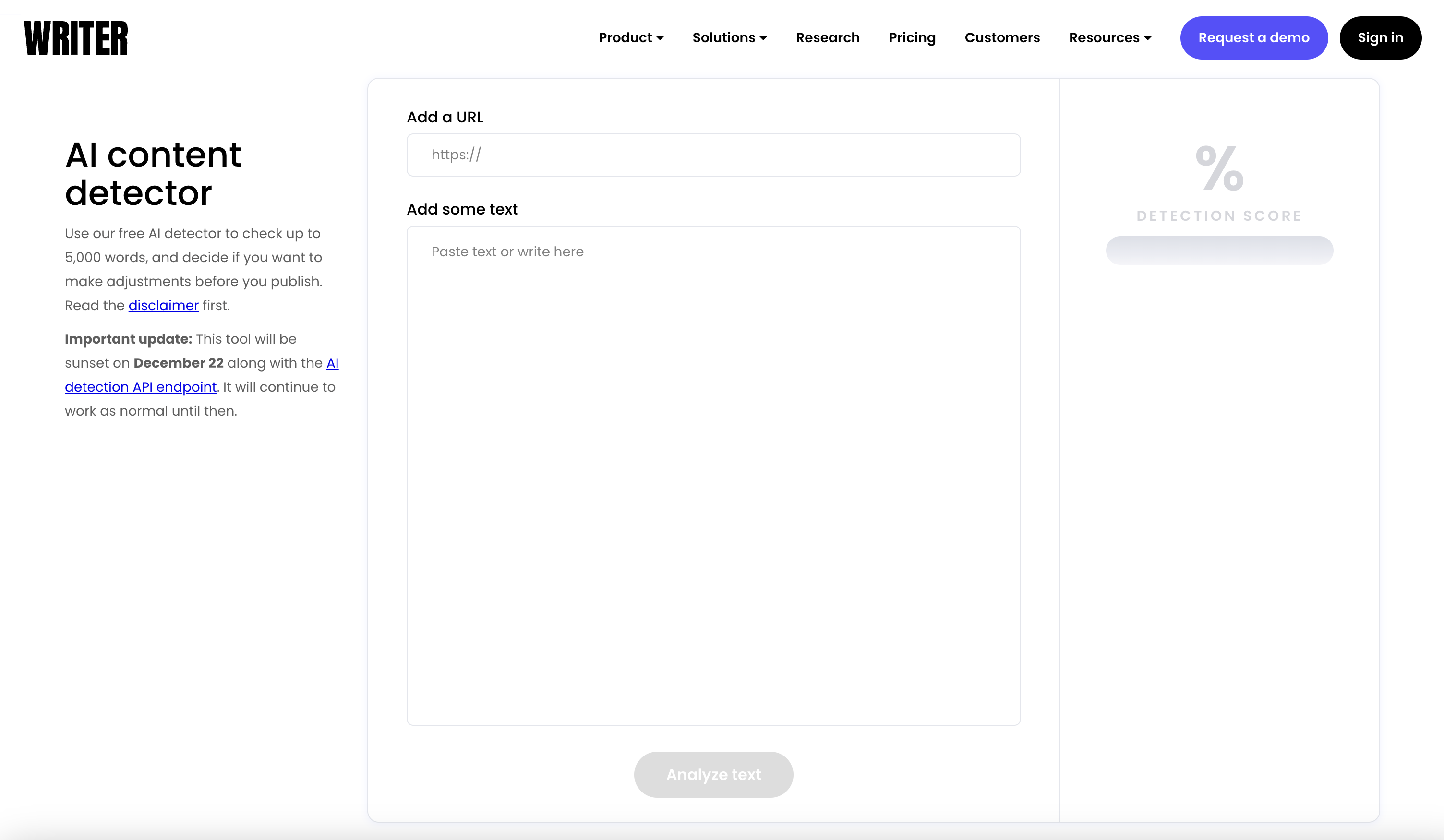WRITER AI内容检测